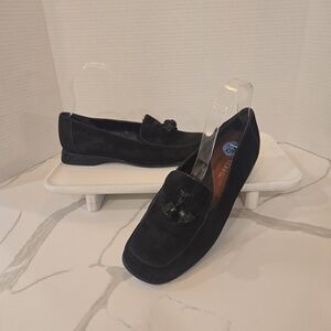 Aerosoles Suede Leather Tassel Slip On Loafers Black Size 7.5